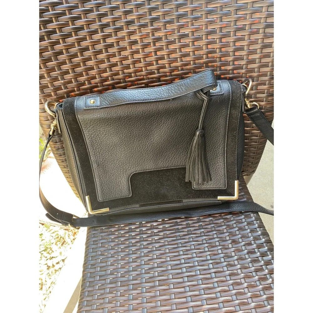 Vince Camuto large black business bag purse with gold hardware